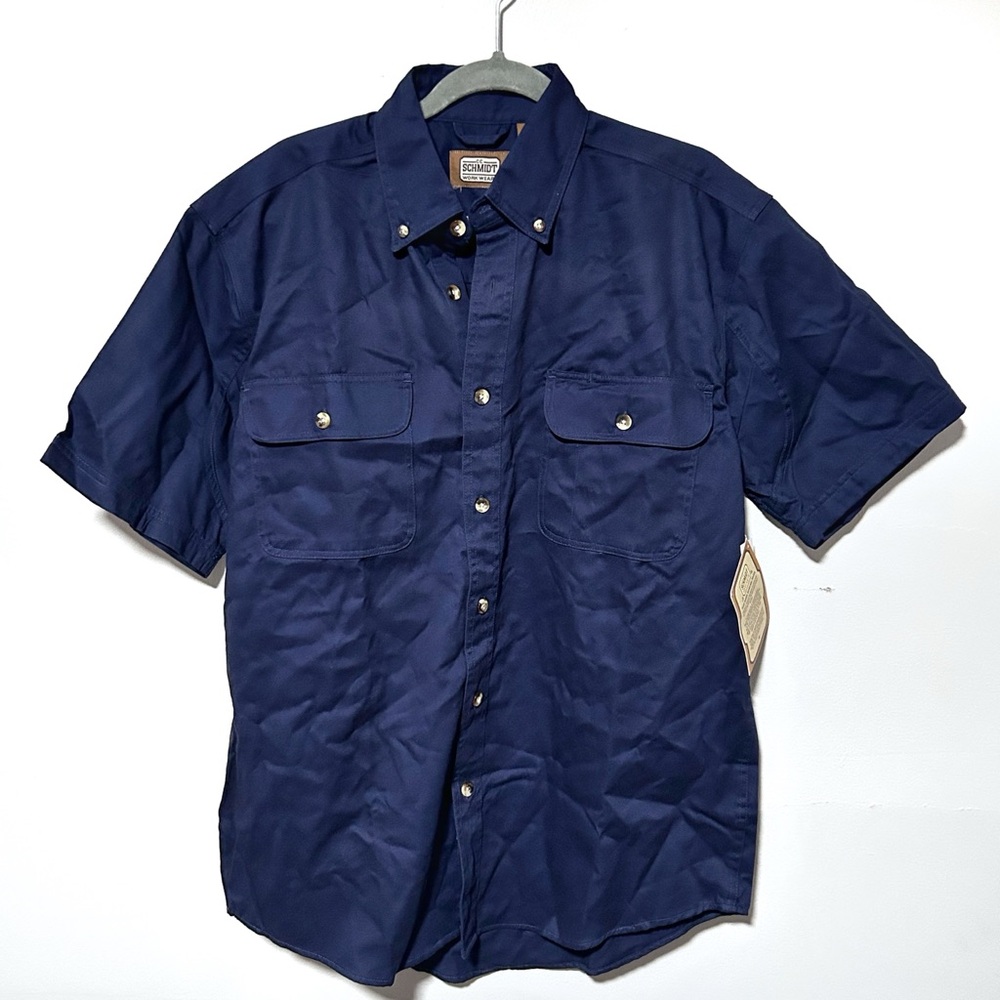 CE Schmidt Workwear Short Sleeve Shirt Button Down Navy Blue Men’s Large New NWT